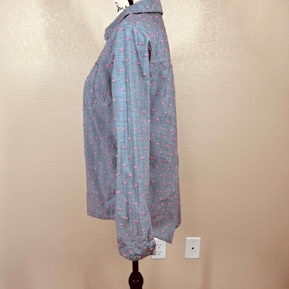 Splendid top women gray with pink swiss dot long sleeve tunic shirt size S - Picture 11 of 16